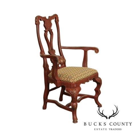 Habersham Red Painted Georgian Style Armchair Cover