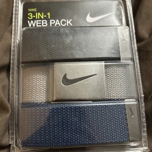 Paquete de cinturón Nike 3 en 1 Just Do It Web azul/gris/negro. Nuevo - Imagen 1 de 1