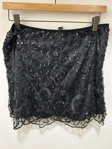 Vintage Betsey Johnson Evening Black Sequence Mini Skirt - Picture 1 of 3