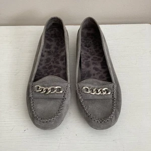 Vionic Mesa Gray Suede Loafers Womens US 7 Comfort Flat Shoes Slip On Casual - Picture 1 of 11