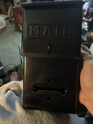 Vintage Fulton Corp Black Tin Metal Mailbox 10"x5"x2" USA Approved By USPS - Image 1 of 3