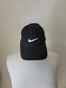 Nike Hat Cap Strap Back Child Black White Swoosh One Size Adjustable - Picture 1 of 7