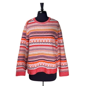 J.Crew Women’s Sweater 2X Fair Isle Lambswool Stretch Cropped Knit Pullover NWT - Picture 1 of 8