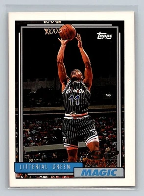 1992-93 Topps Rookie RC #299 Litterial Green Orlando Magic Basketball Card - Image 1 of 2