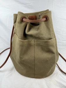 MADEWELL J Crew Canvas & Leather Military Style Rucksack Backpack Size Medium - Picture 1 of 6