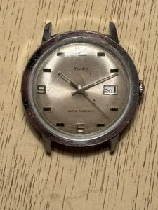 Timex Men’s Vintage Date Watch 36mm Silver Dial Manual Wind – For Parts/Repair - Picture 1 of 5