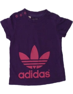 ADIDAS Baby Girls Graphic T-Shirt Top 6-9 Months Purple Cotton BB12 - Picture 1 of 3