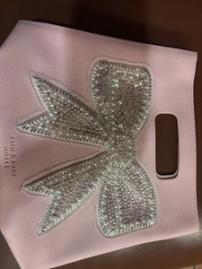 Bath Body Works Pink Bow Glitter Embroidered Tote Bag NWT - Picture 1 of 2