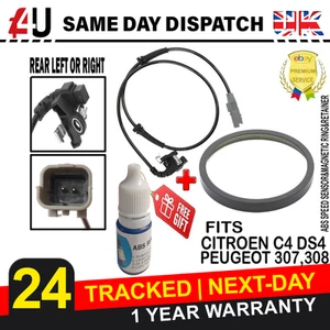 ABS GESCHWINDIGKEITSSENSOR & MAGNETISCHER TONABNEHMERRING FÜR CITROEN C4 DS4 PEUGEOT 307 308 HINTEN - Bild 1 von 11