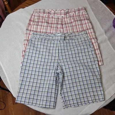 Lady Hagen Lot Of 2 Size 12 Golf Shorts Bermuda Plaid 104141 - Image 1 of 4