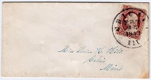 #26A-3 centavos 1857, 65L10e, "CHICAGO/FEB/25/1858." CDS TO CALAIS, ME cera negra - Imagen 1 de 4