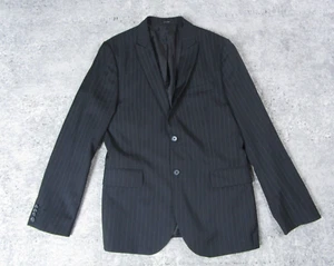 Express Blazer Mens 40R Wool Blend Sport Jacket Black Striped Business Office - Picture 1 of 12