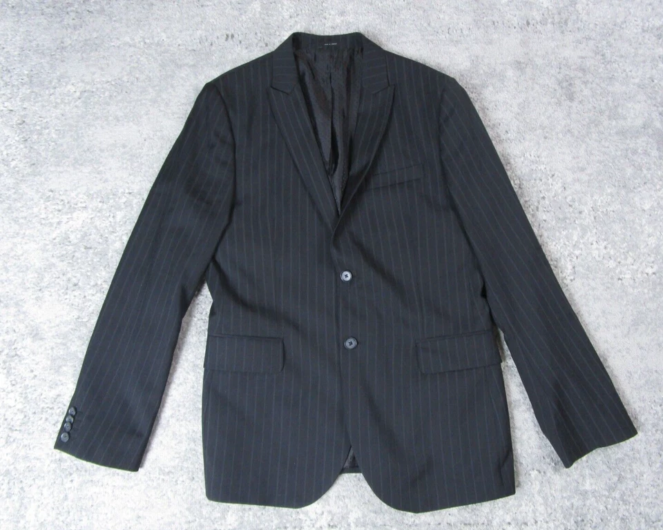 Blazer Express Para Hombres 40R Mezcla de Lana Chaqueta Deportiva Negro Rayas Negocios Oficina Foto 1 de 4