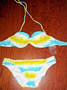 36B L Victoria Secret 2pc SET BANDEAU STRAPLESS TOP +THONGA BOTTOMS Swim suit - Picture 1 of 1