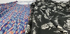 Lot of 2 Lularoe Tops Size XS Black High Low and Geometric Muticolor - Picture 1 of 8