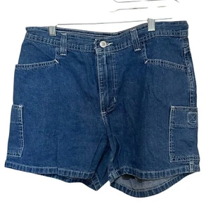 No Boundaries Denim Cargo Shorts Pockets High Waist Blue Jean Shorts L - Picture 1 of 9