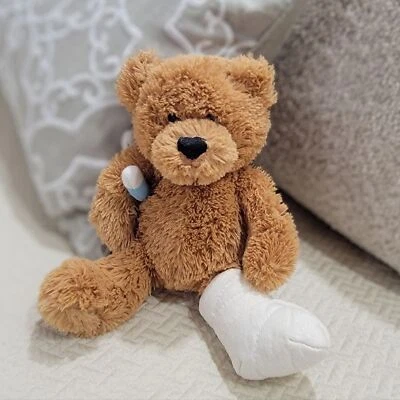 Gund Feel Better Teddy Bear Plush Stuffed Animal with Cast and Crutches - Image 1 of 4