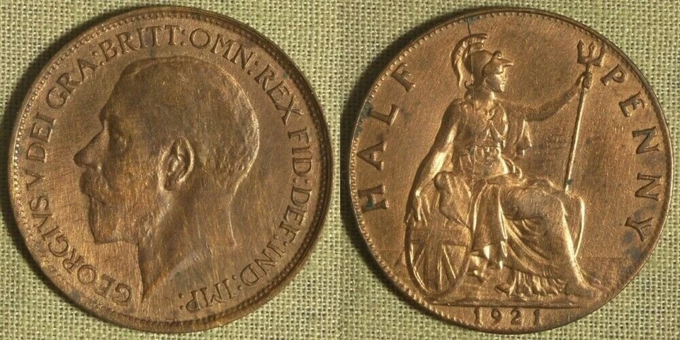 Error: G.B. 1921 1/2p Die Crack K12 thru Face IREC759 - Image 1 of 1