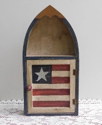 ESTANTE PORTA LLAVES BARCO PESCA MADERA PATRIÓTICA 14" * PUERTA ABIERTA * SOPORTE O COLGAR Foto 1 de 4