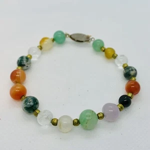 Fun Summer Gold Tone Acrylic Beaded Multicolor Bracelet 7” Beach Party Boho - Picture 1 of 6