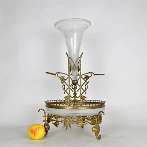 Centre de table en bronze et verre, bambous et têtes d'éléphants, Att Giroux, XI - Imagen 1 de 12