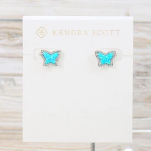 Clearance! NWOT Kendra Scott Lillia Butterfly Turquoise Opal Earrings Silver - Picture 1 of 6