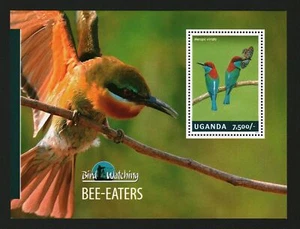 Hoja de Estampillas Uganda 2014 Observación de Aves Abeja Estampillada sin montar o nunca montada #14894 - Imagen 1 de 1