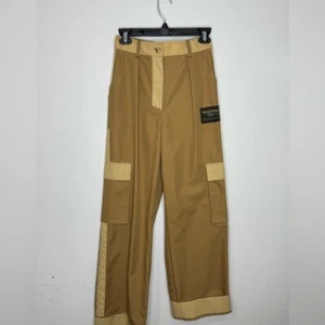 Moschino Wide-Leg Colorblock Cargo Pants Beige Women’s Size 6 - Picture 1 of 7