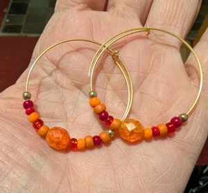 ALEX & ANI Coral glass & gold earrings nwt - Picture 1 of 1