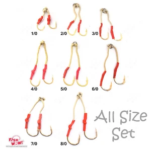 32pcs Fish WOW! Gold 4X Assist Hook all size set 1/0 2/0 3/0 4/0 5/0 6/0 7/0 8/0 - Picture 1 of 12