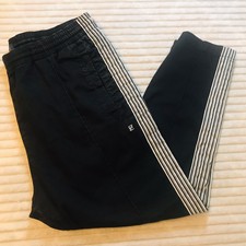 Zara Man Black White Side Stripe Soft Denim JoggeR Cropped Capri  Jeans Size XL