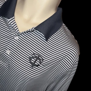 Cutter & Buck Black White Striped MN Twins Polo Shirt Size XL #102 - Picture 1 of 3