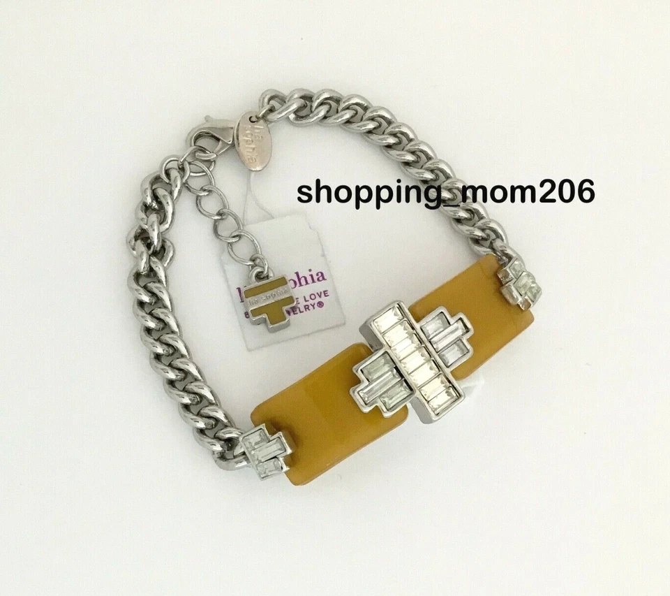 Lia Sophia "Color Code” Silver Tone w/Cut Crystals Bracelet - Berry / Mustard - Image 1 of 1