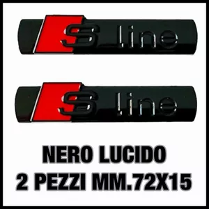STEMMA PER AUDI S LINE LATERALE NERO LUCIDO A1 A2 A3 A4 A5 A6 A7 A8 Q3 Q5 LOGO - Foto 1 di 7