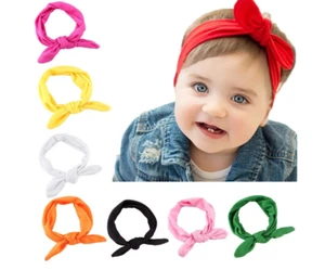 Headband Turban Baby Girl Kids Headband Bow Stretch Fashion Cute Ear Rabbit - Picture 1 of 9