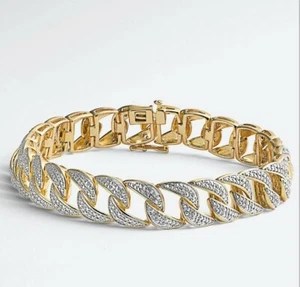 14k gold-plated sterling silver men's bracelet - Picture 1 of 2