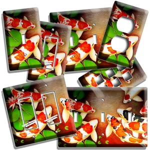 GOOD LUCK LARGE KOI FISH POND LIGHTSWITCH OUTLET WALL PLATES ROOM PET SHOP DECOR - Picture 1 of 34