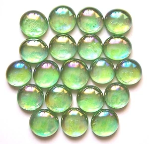 20 x Shades of Iridescent Opal Green Mosaic Pebbles Glass Stones, Assorted Sizes - Picture 1 of 3