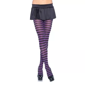 Leg Avenue Womens Nylon Striped Tights Halloween Costume Accessory - Picture 1 of 2