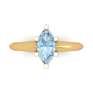 1 tcw Marquise Cut Engagement Ring, 14K Yellow Gold Simulated Diamond - Picture 1 of 40