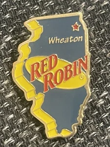 Prendedor de contorno de mapa estatal Red Robin Restaurant WHEATON ILLINOIS raro en muy buen estado - Imagen 1 de 2