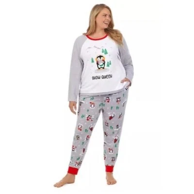 Cuddl Duds Mujer Gris Pingüino Nieve Tejido Manga Larga Pijama Conjuntos Talla Grande 3X Nuevo Foto 1 de 4