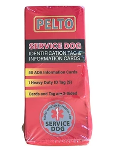 Service Dog ID Tag + 50 ADA Information Cards - Double Sided Metal Tag - PELTO - Picture 1 of 6