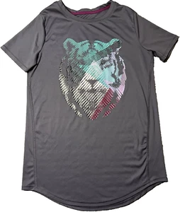 All In Motion Shirt Girls Size XL 14/16 Purple Tiger SS Athletic Athleisure - Picture 1 of 5