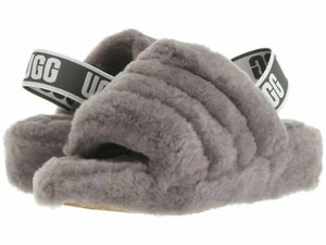 UGG Women's Fluff Yeah Slide Slipper 1095119 Charcoal New! - Picture 1 of 1
