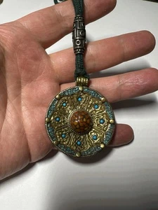 Brass Nine Palace Bagua Talisman Pendant – Traditional Feng Shui Amulet - Picture 1 of 6