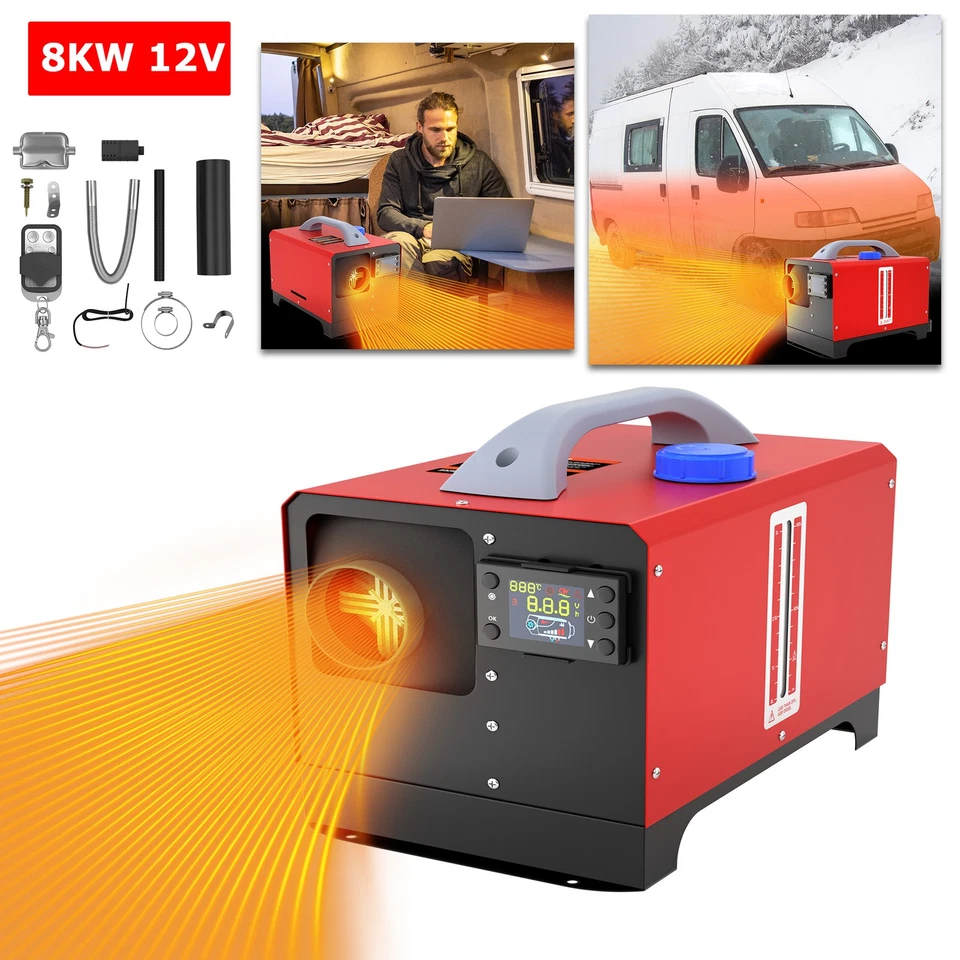 12V 8KW Diesel Standheizung Air Heater Luftheizung Integration Heizung LCD + FB - Bild 1 von 4