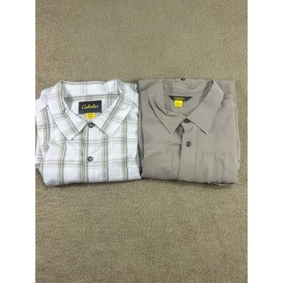 Cabelas Lot of 2 Mens 2XL Reg Plaid Short Sleeve Button Up Shirt Casual Outdoor - Image 1 of 4