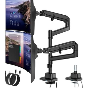 monTEK 17-57 Inch Dual Ultrawide Monitor Arm for Up to 59.4lbs Screen, Alumin... - Photo 1/8