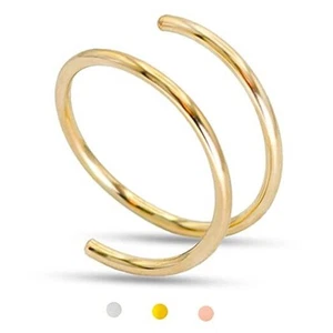 14k Gold Filled 20G Double Hoop Nose Ring for Single Piercing, 20 Gauge Small - Picture 1 of 10
